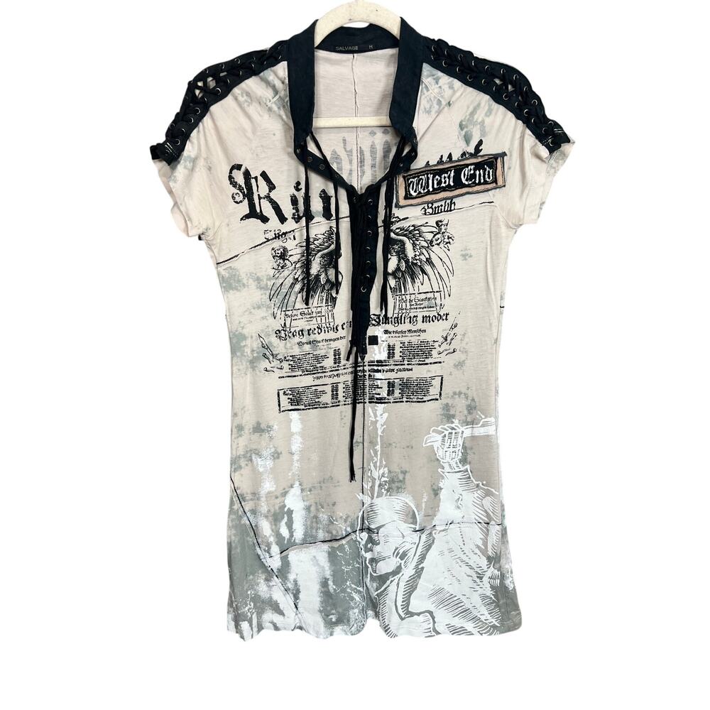 Salvage Womens Size M Y2K Mini Dress Goth Grunge Rocker Emo Dark Fairy Edgy